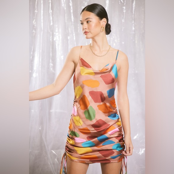 ILLA ILLA Printed satin cowl neck dress - Picture 3 of 9